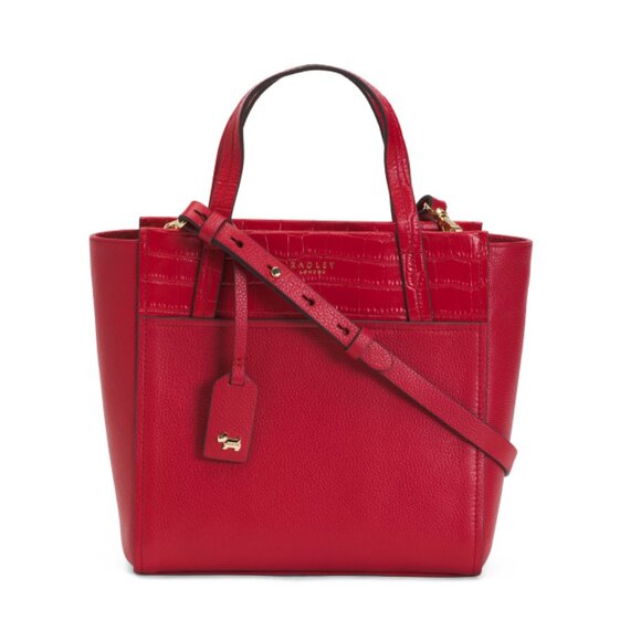 RADLEY LONDON Crimson Leather Downtown Small Zip Top Satchel